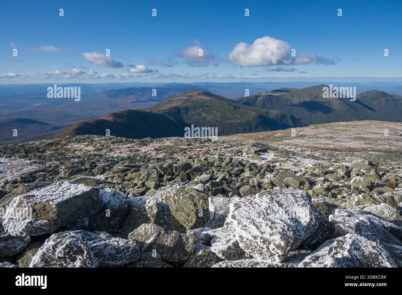 Vista dalla cima, Mount Washington, New Hampshire Foto Stock
