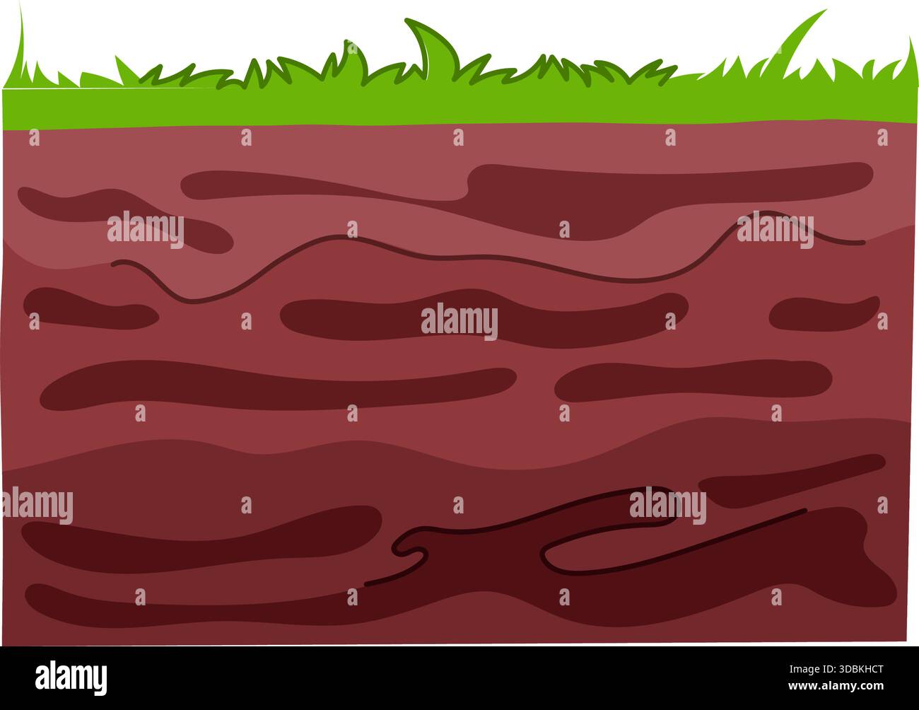 Strati di terreno con sezione trasversale di erba verde Illustrazione Vettoriale