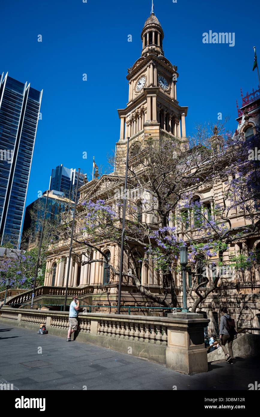 Il Municipio di Sydney, costruito in stile architettonico vittoriano secondo Impero e secondo Impero francese, il quartiere centrale degli affari, Sydney, NSW, Australia Foto Stock