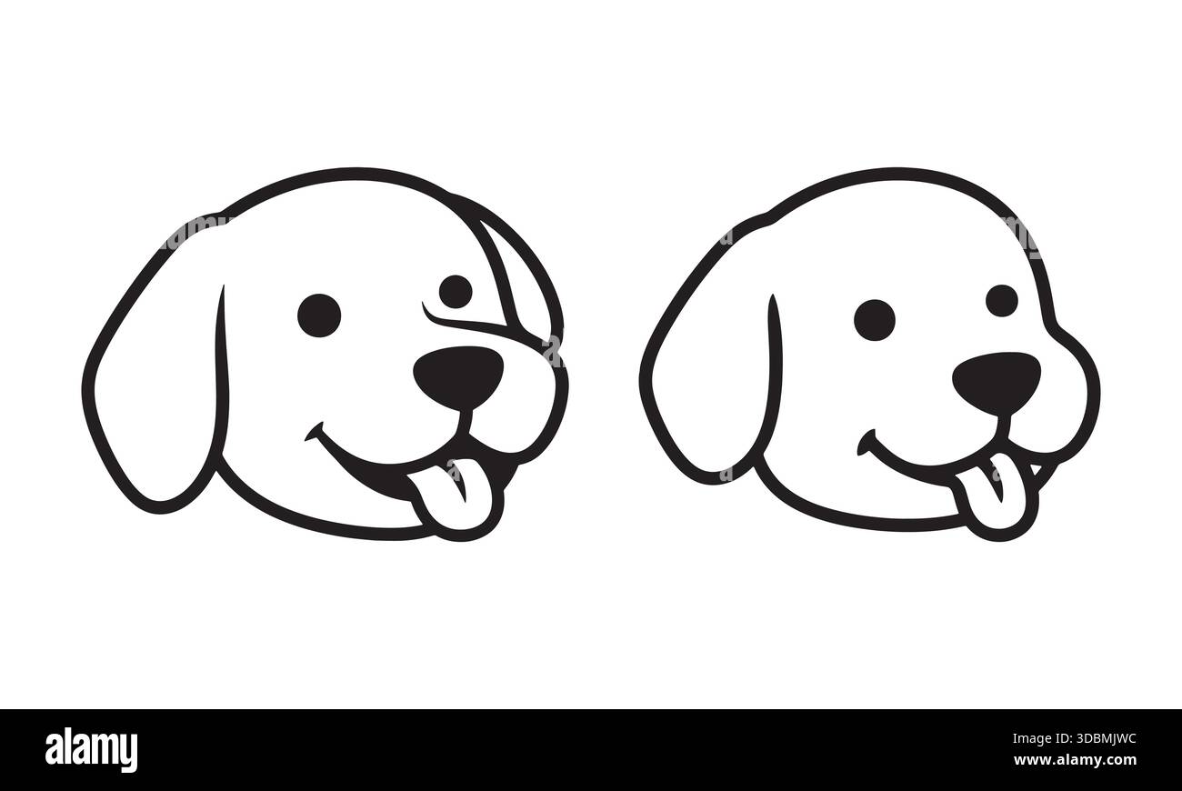 Contorno testa cane icona vettore faccia animale domestico semplice Illustrazione Vettoriale