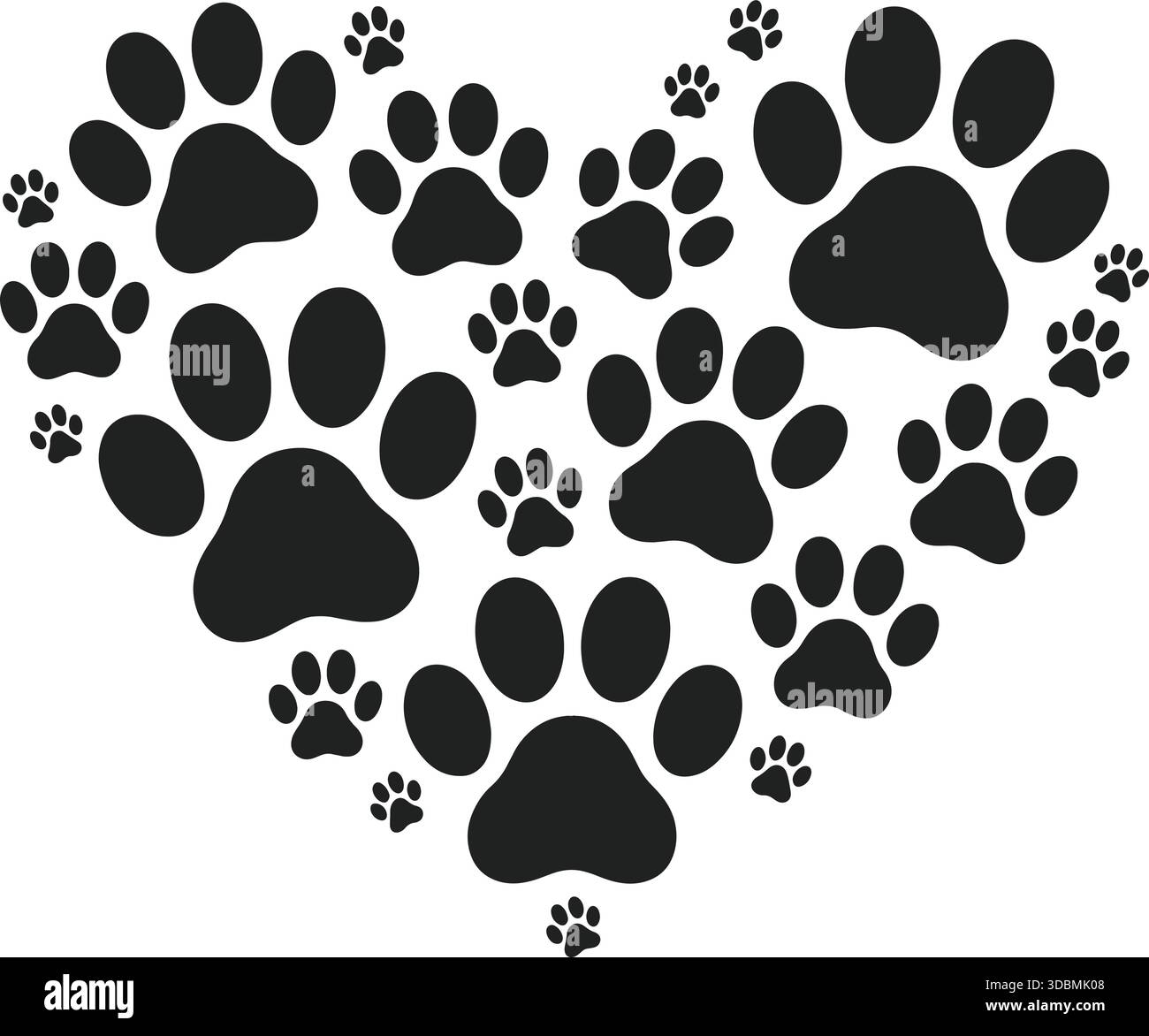 Icona Paw Heart SVG i Love Animals PET Care Illustrazione Vettoriale