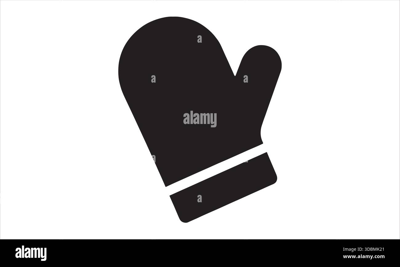 Icona guanto da cucina con silhouette a taglio obliquo simbolo di sicurezza per la cottura Illustrazione Vettoriale