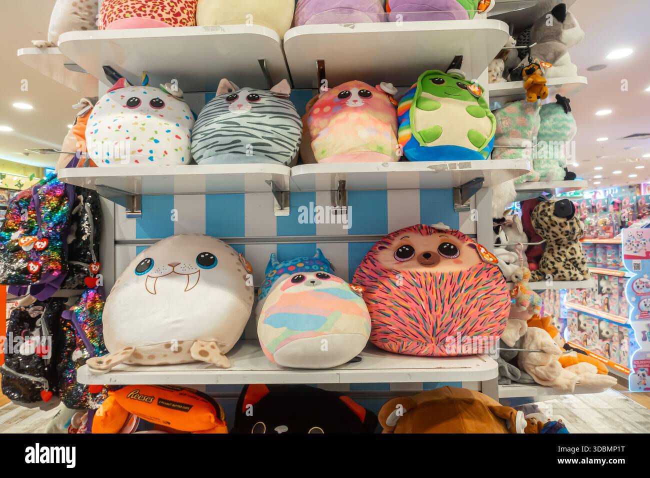 Ty Squish-A-Boos peluche in esposizione, centro commerciale Forum, Istanbul, Turchia Foto Stock