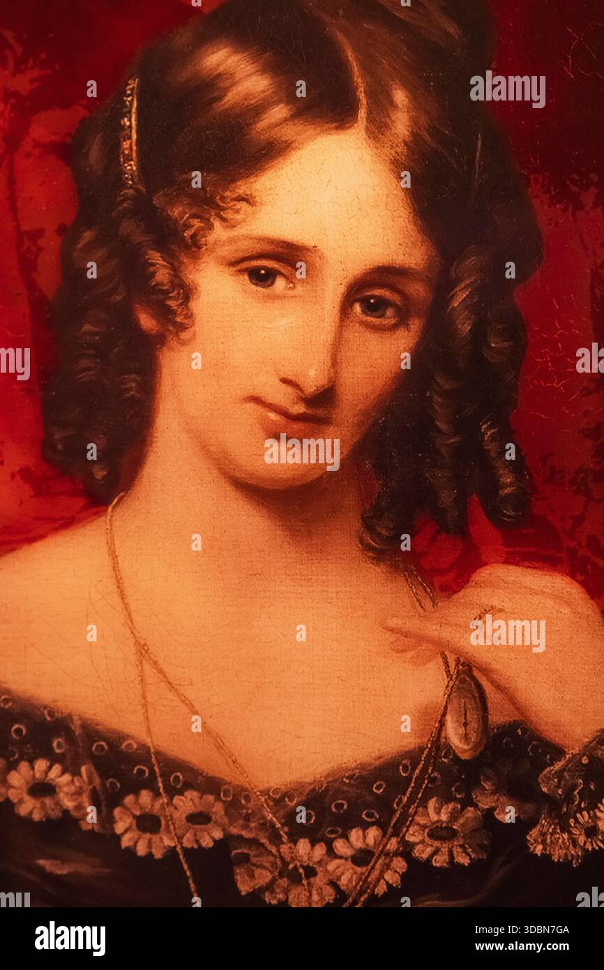 Inghilterra, Somerset, Bath, Casa di Frankenstein di Mary Shelley, Ritratto di Mary Shelley Foto Stock