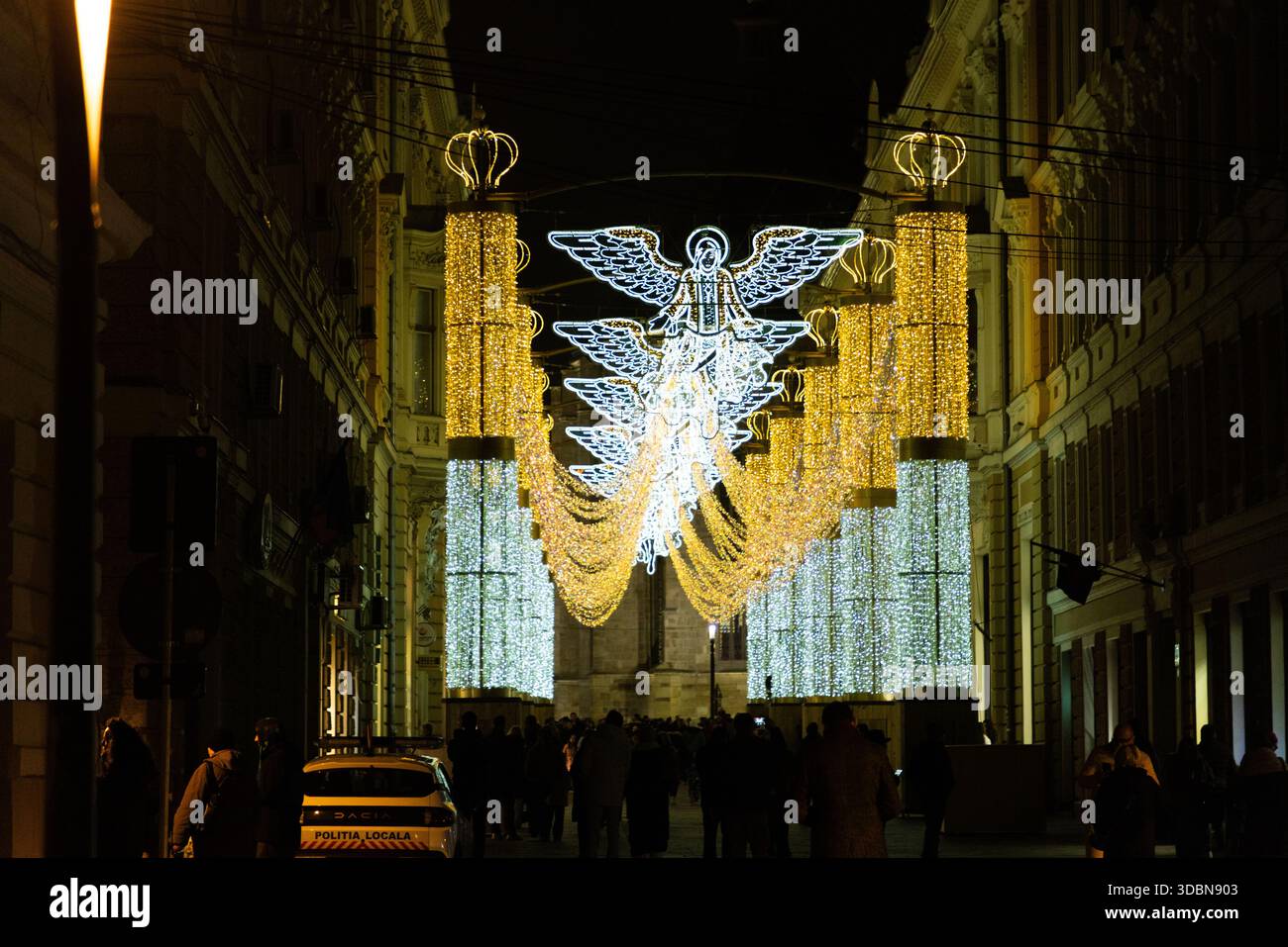 Illuminazione delle luci di natale a Cluj-Napoca Foto Stock