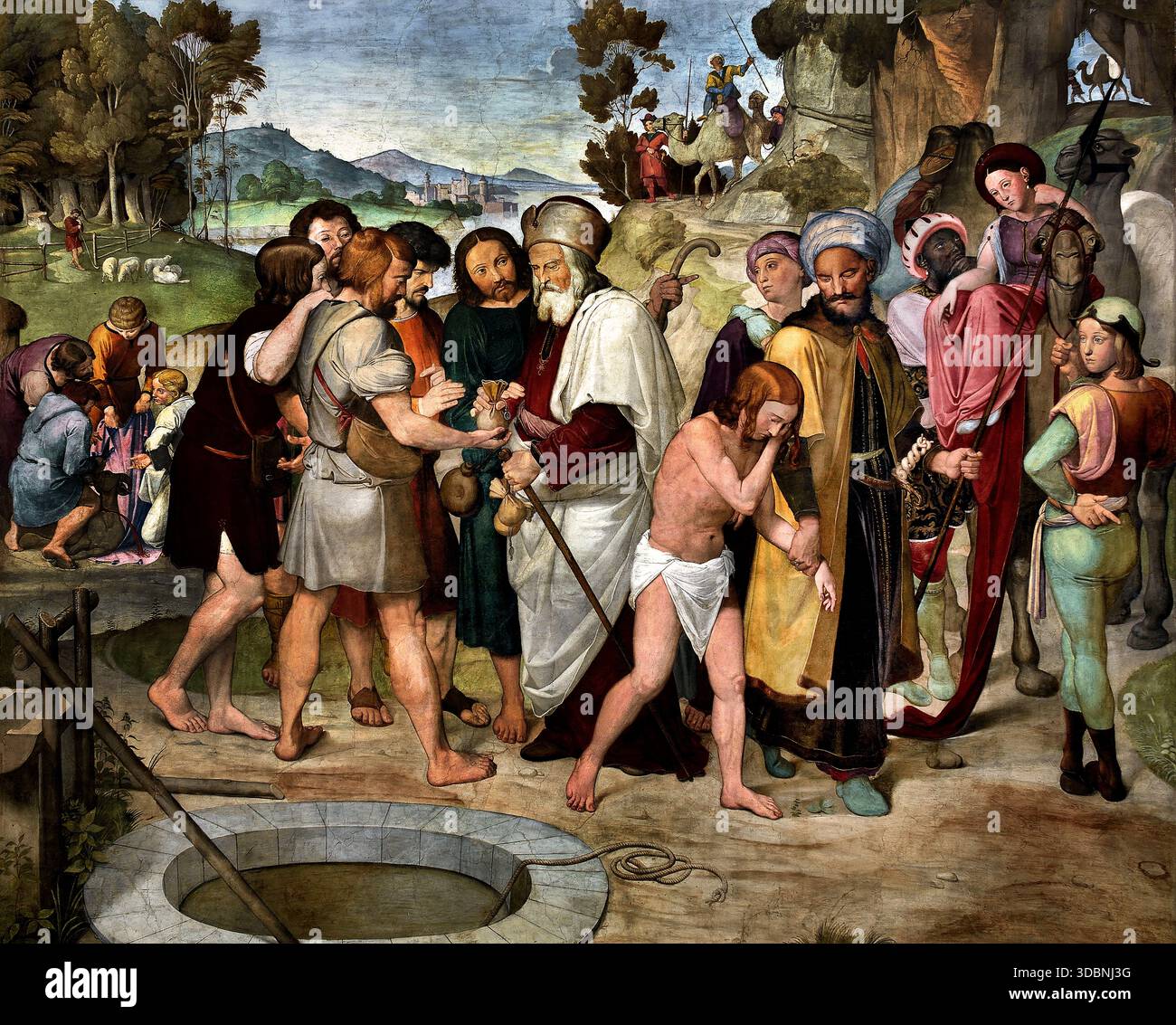 Joseph è venduto dai suoi fratelli. Dipinti murali del ciclo di otto parti da Casa Bartholdy a Roma Italia 1817 Friedrich Overbeck 1789 -1869 pittore tedesco Germania ( affresco ) Foto Stock