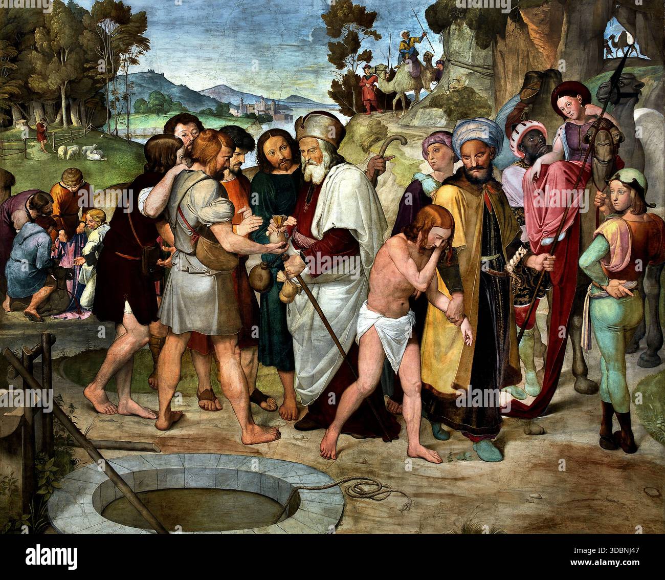 Joseph è venduto dai suoi fratelli. Dipinti murali del ciclo di otto parti da Casa Bartholdy a Roma Italia 1817 Friedrich Overbeck 1789 -1869 pittore tedesco Germania ( affresco ) Foto Stock