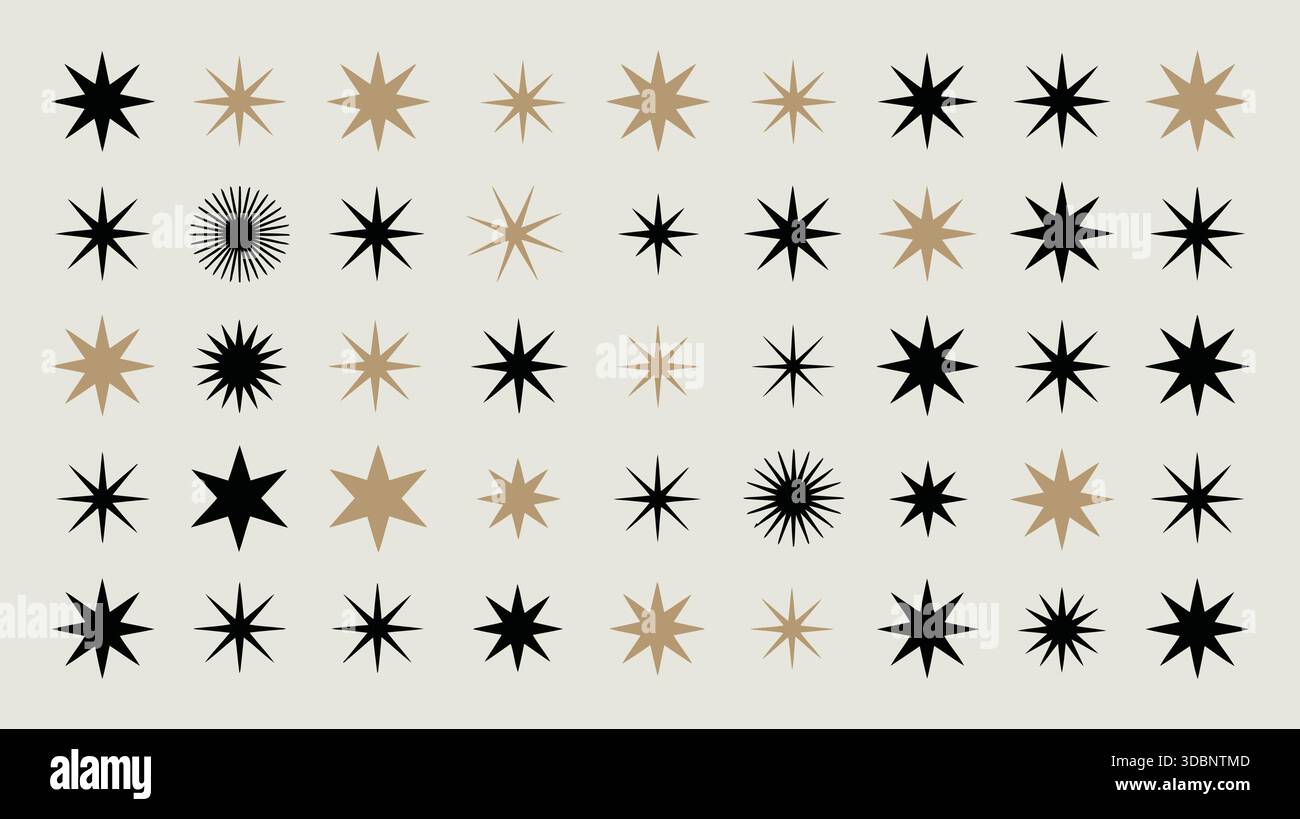 Collezione di varie forme a stella Illustrazione Vettoriale