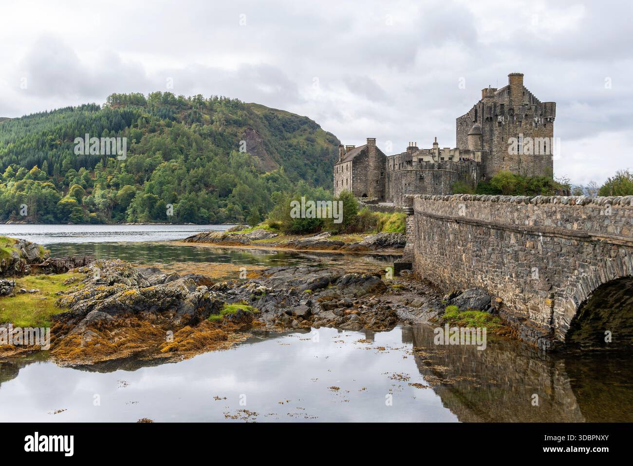 Scozia, costa occidentale, castello di Eilean Donan, isola di Tidal Foto Stock