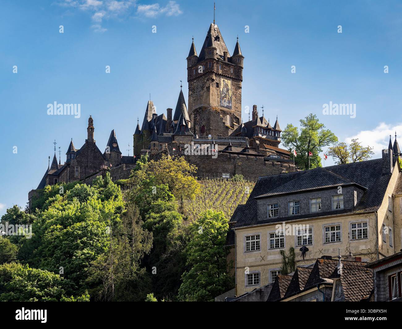 Reichsburg Cochem (Castello Imperiale di Cochem), regione del fiume Mosella, Germania Foto Stock