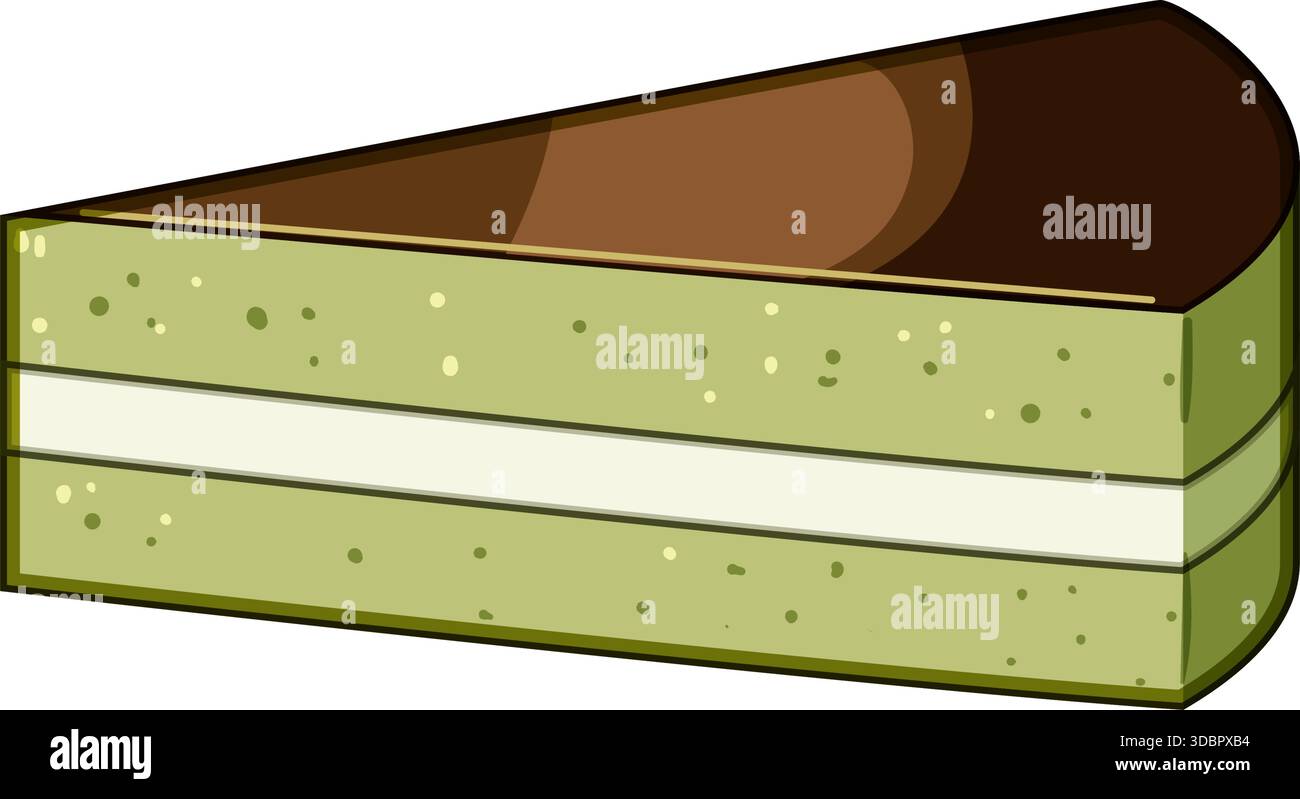 Fetta di torta Matcha con ripieno cremoso Illustrazione Vettoriale