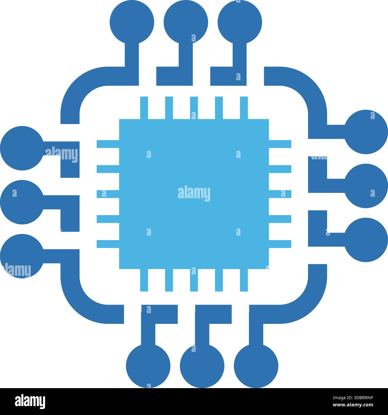 Tecnologia AI, intelligenza artificiale, chip di processore ai Symbol, segno di intelligenza, innovazione futuristica Illustrazione Vettoriale