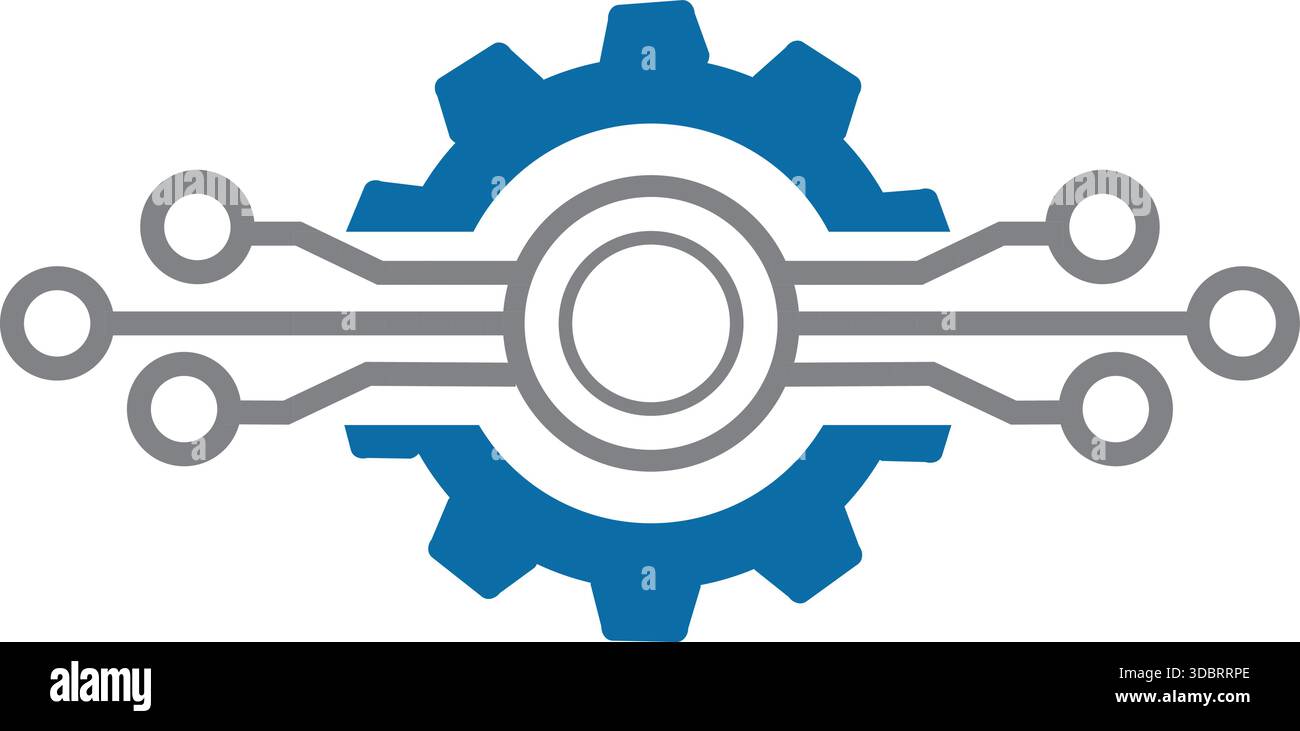 Tecnologia Gear, intelligenza artificiale, chip Gear Symbol del processore Gear, simbolo dell'intelligenza, innovazione futuristica Illustrazione Vettoriale