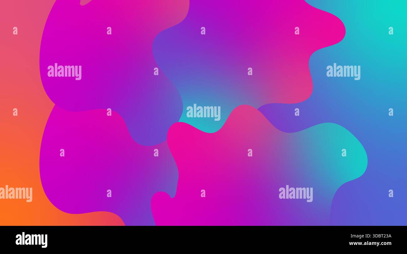 Vivace sfondo a gradiente fluido astratto con forme fluide e colorate rosa-arancio-blu moderno e dinamico design vettoriale Illustrazione Vettoriale