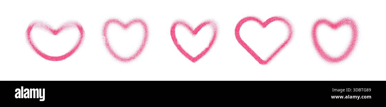 Cuore rosa con texture a gradiente e granulosità Y2K. design grafico con motivi tratteggiati, effetti grunge e cuore digitale retrò Illustrazione Vettoriale