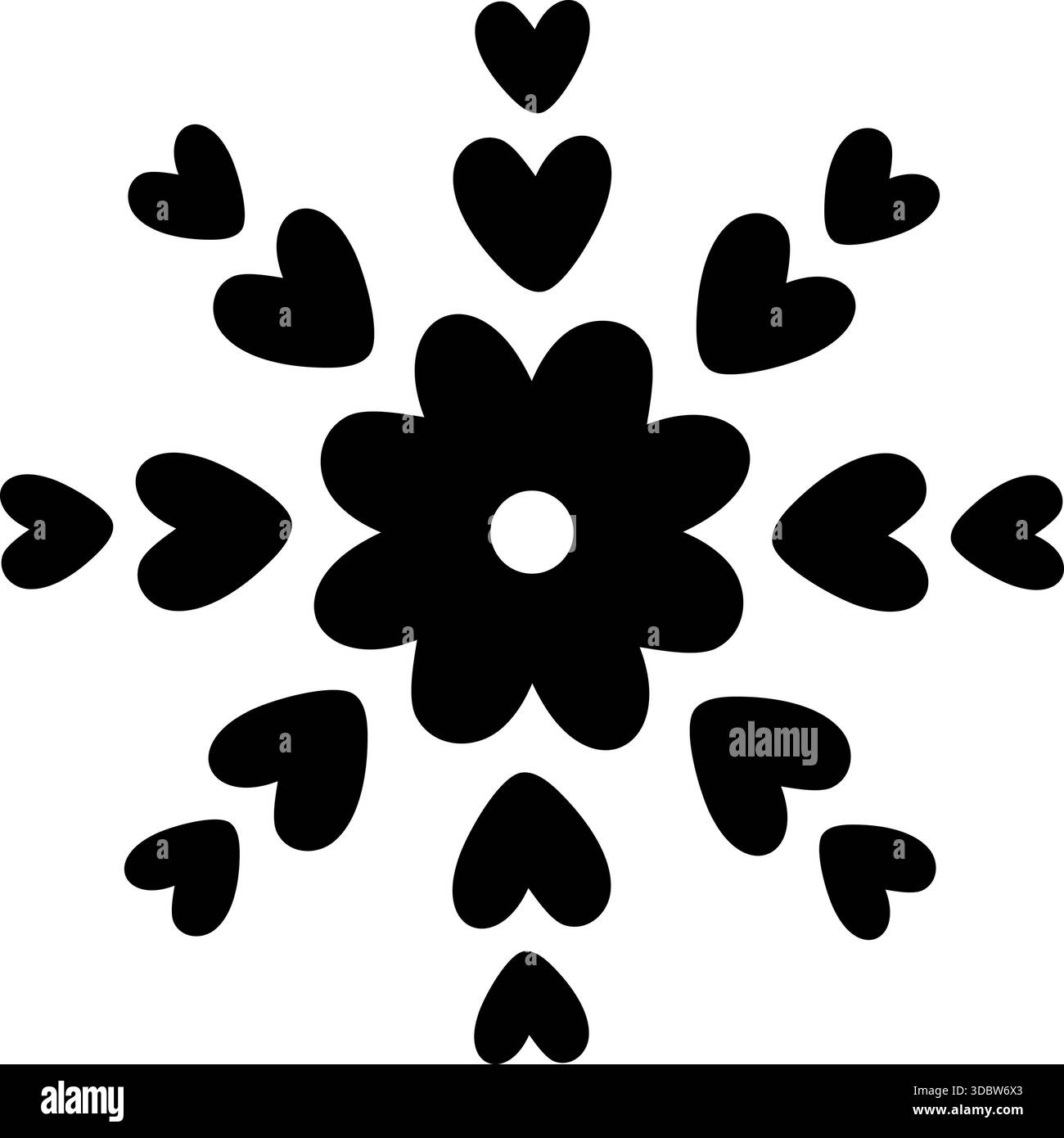 Decorazione di elementi vettoriali floreali cuori radiali Illustrazione Vettoriale