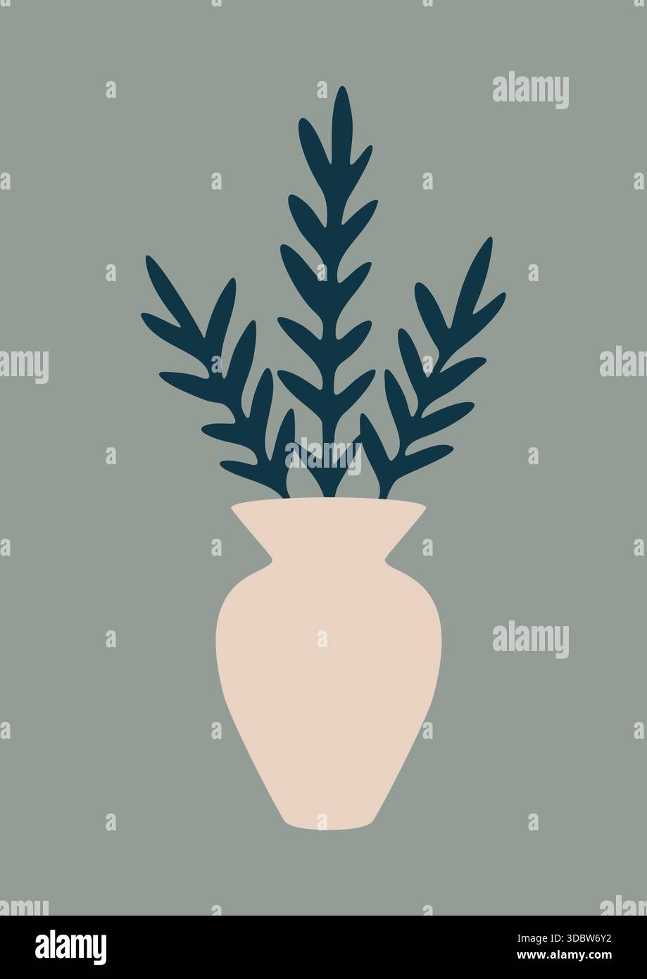 Elegante vaso in crema con foliage Illustrazione Vettoriale