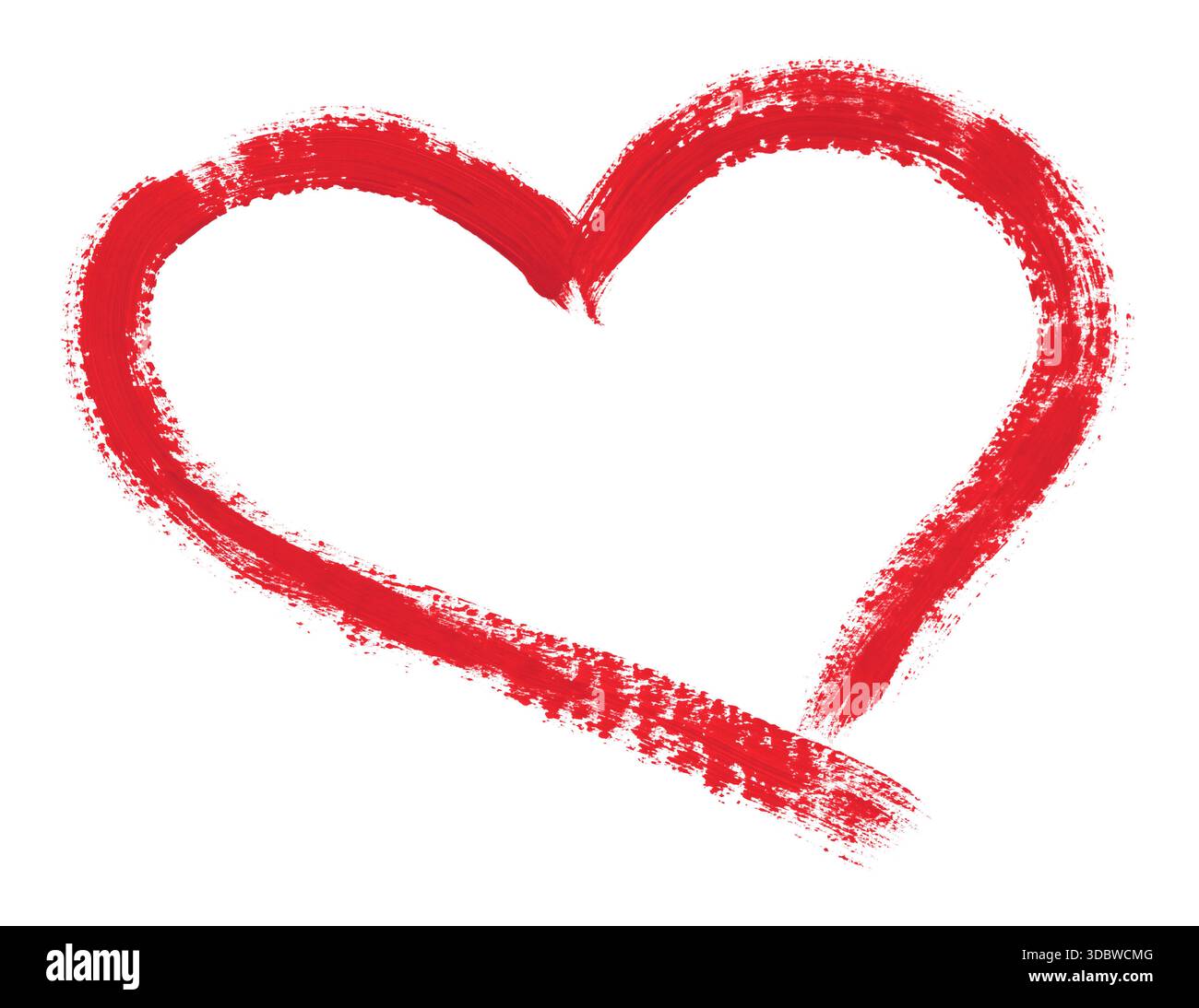 Cuore rosso dipinto a mano con vernice acrilica, isolato su sfondo trasparente. Perfetto per progetti di design, infografica, social media e creativi Foto Stock
