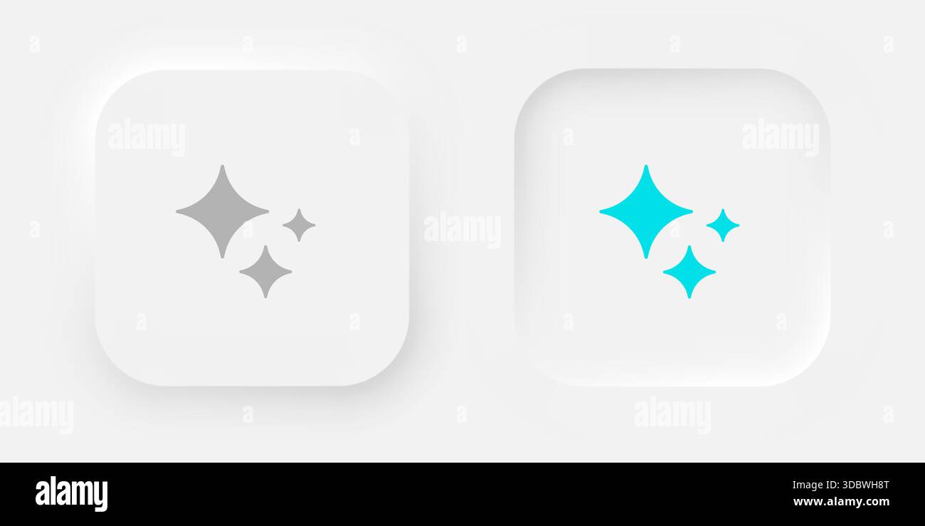 Una serie di pulsanti quadrati bianchi con un badge di intelligenza artificiale grigio e blu. Illustrazione Vettoriale