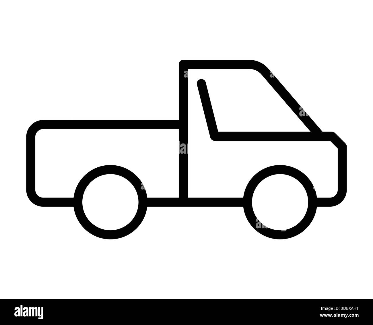 Questo profilo minimalista raffigura un pick-up in un elegante design bianco e nero. Perfetto per progetti legati a auto, trasporti o stile di vita Illustrazione Vettoriale
