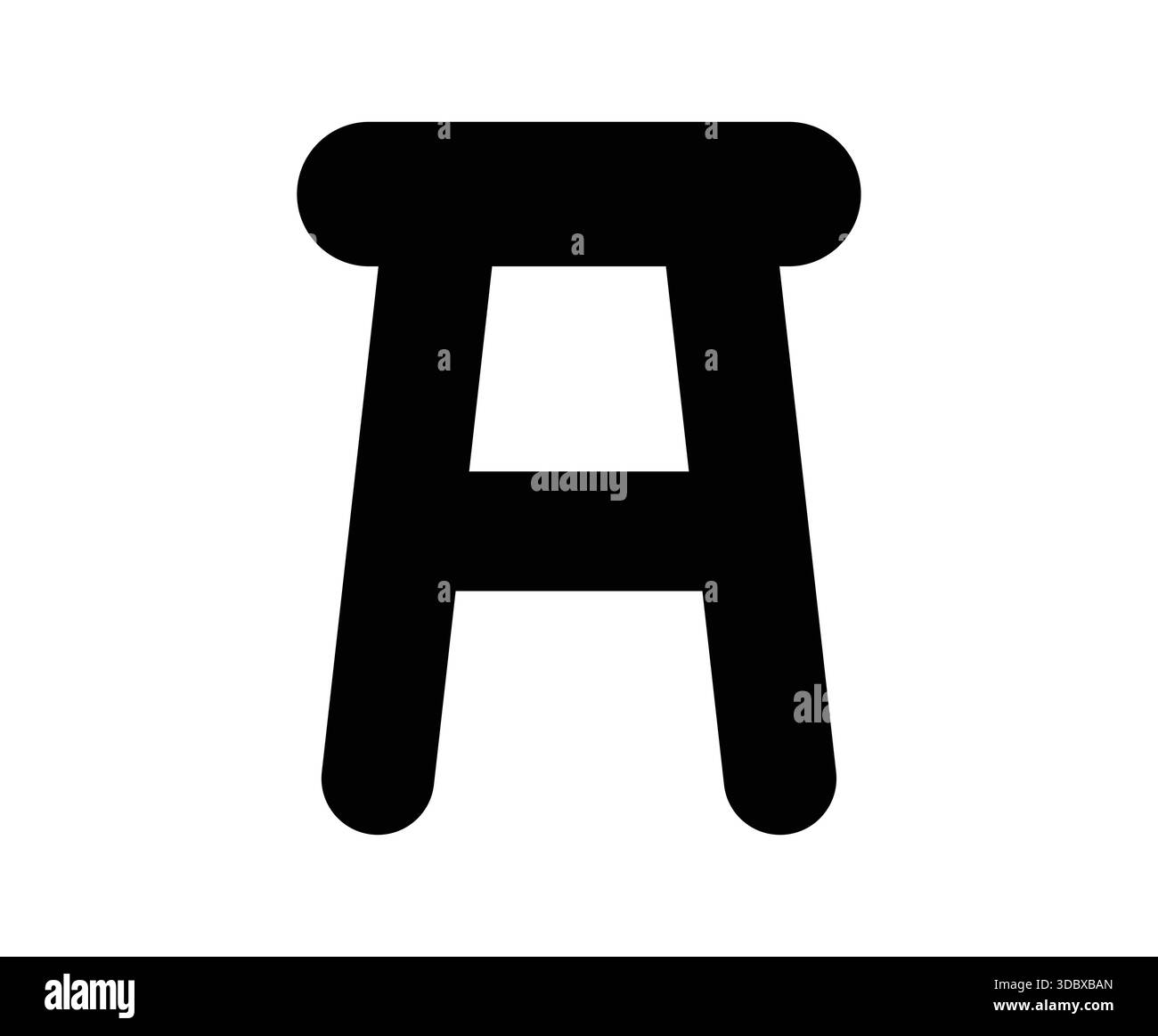 Un'icona nera semplice e solida di uno sgabello, che rappresenta un design minimalista. Ideale per vari progetti grafici, arredamento e tema di arredamento Illustrazione Vettoriale
