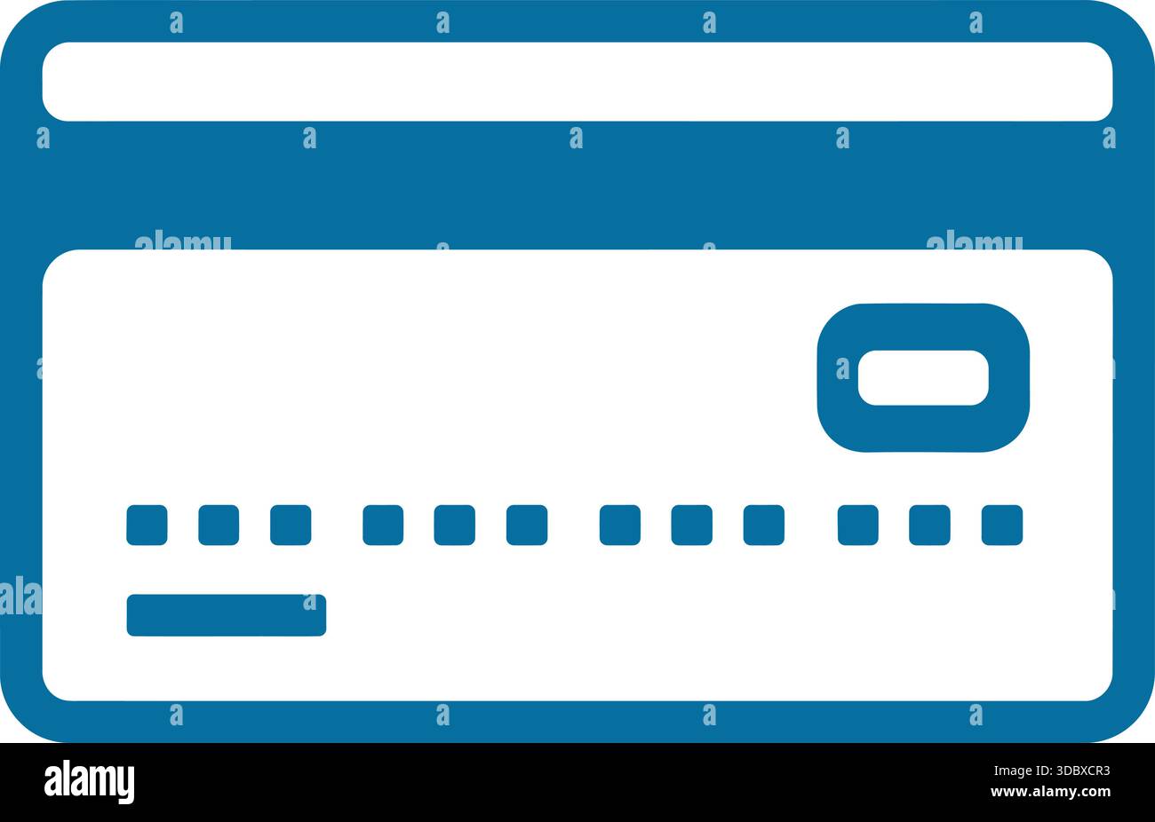 Una semplice rappresentazione grafica di una carta di credito con una combinazione di colori blu e bianco Illustrazione Vettoriale