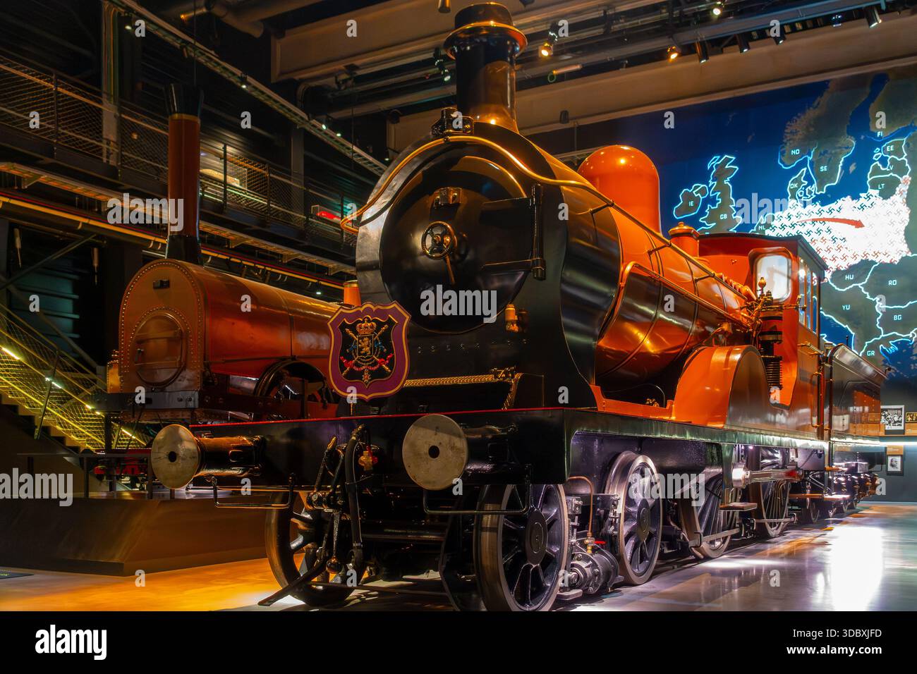 Locomotive a vapore al Train World, museo ferroviario di Schaerbeek / Schaarbeek, Bruxelles, Belgio Foto Stock