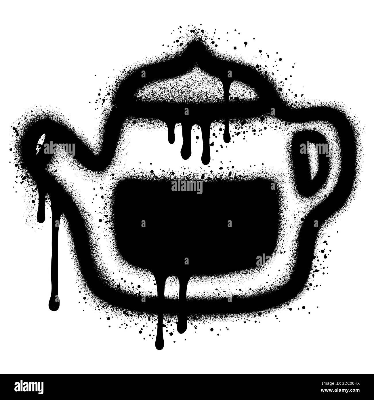 Graffiti in teiera con vernice spray nera.illustrazione vettoriale. Illustrazione Vettoriale