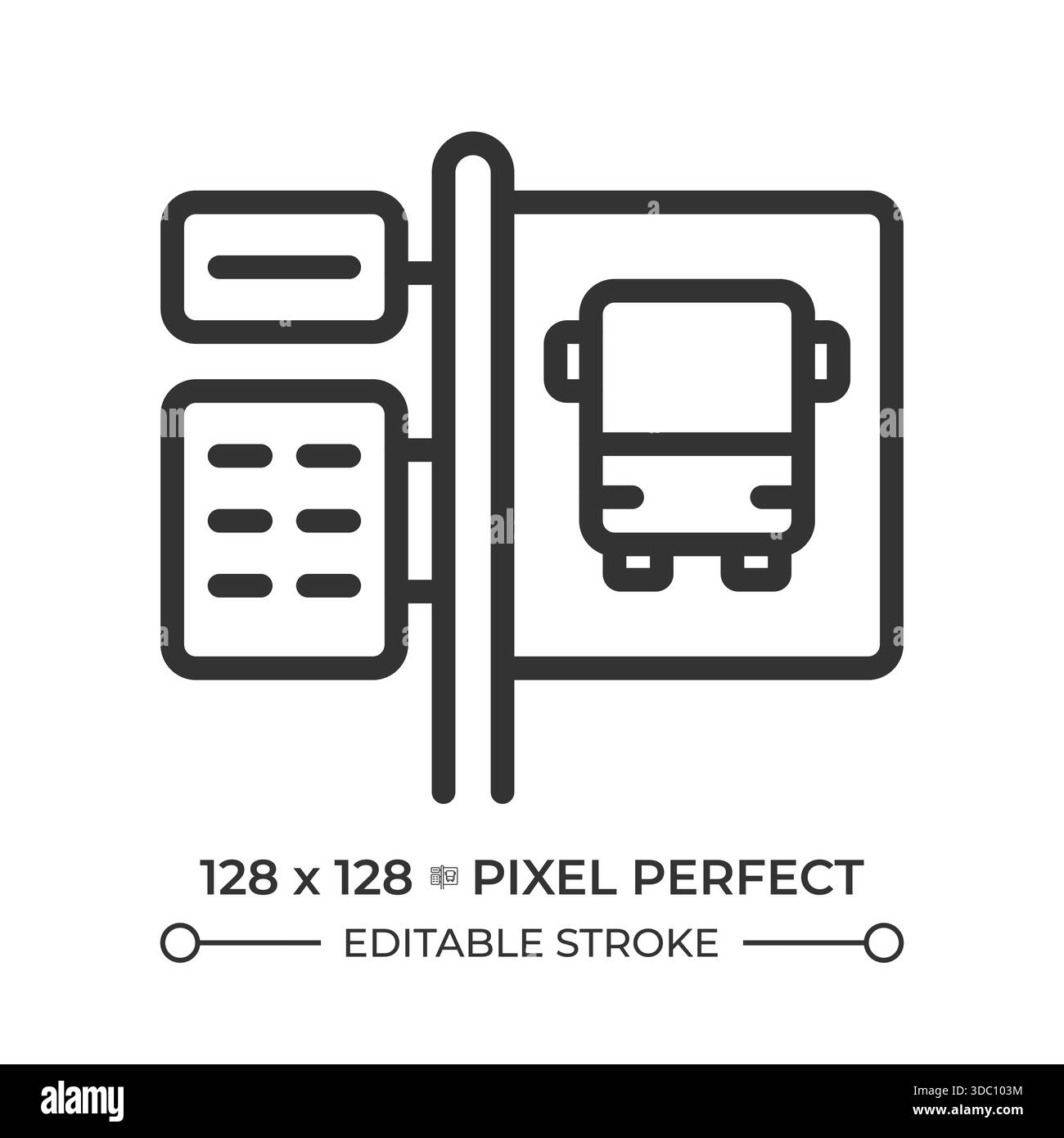 Icona della linea pixel Perfect della fermata dell'autobus Illustrazione Vettoriale