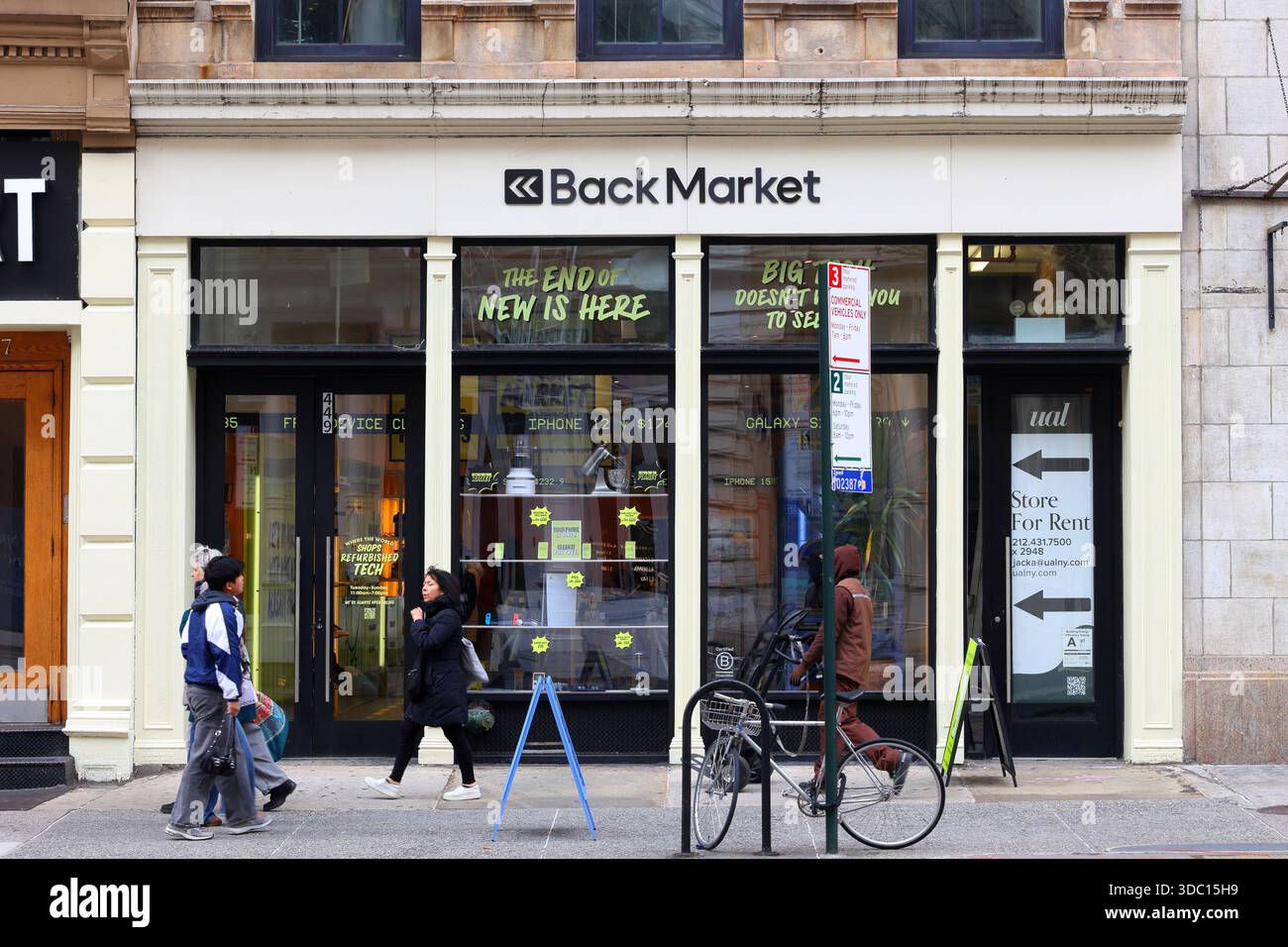 Back Market, 449 Broadway, New York, New York, New York, negozio di elettronica usata e di tecnologia di seconda mano ristrutturata a SoHo di Manhattan. Foto Stock