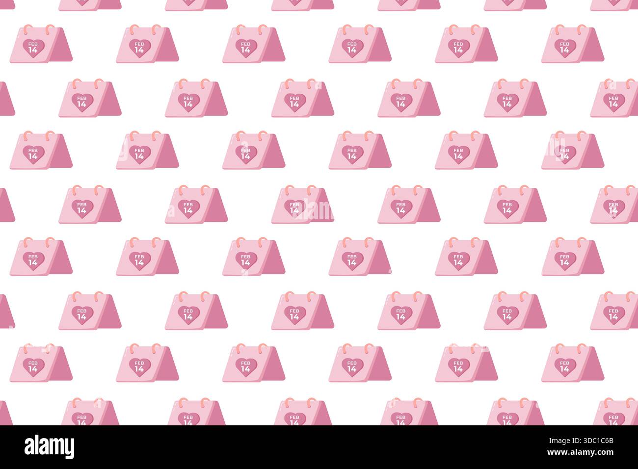 Calendario rosa per San Valentino modello FEB 14 Illustrazione Vettoriale