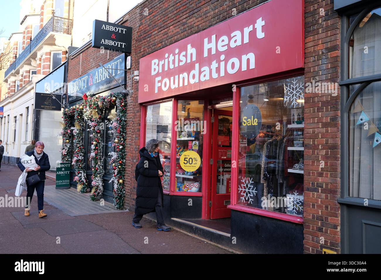british heart foundation, negozio di beneficenza, bexhill-on-sea, east sussex, regno unito Foto Stock