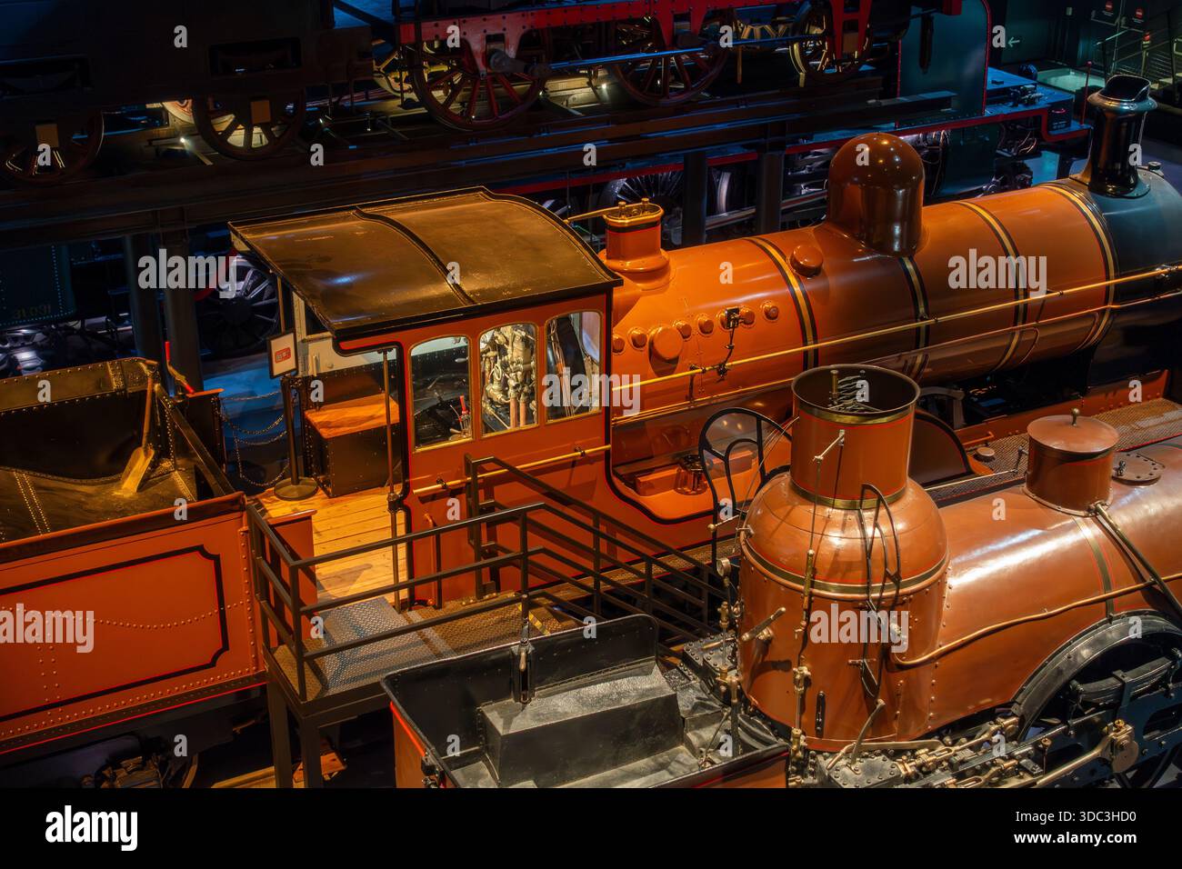 Locomotive a vapore al Train World, museo ferroviario di Schaerbeek / Schaarbeek, Bruxelles, Belgio Foto Stock