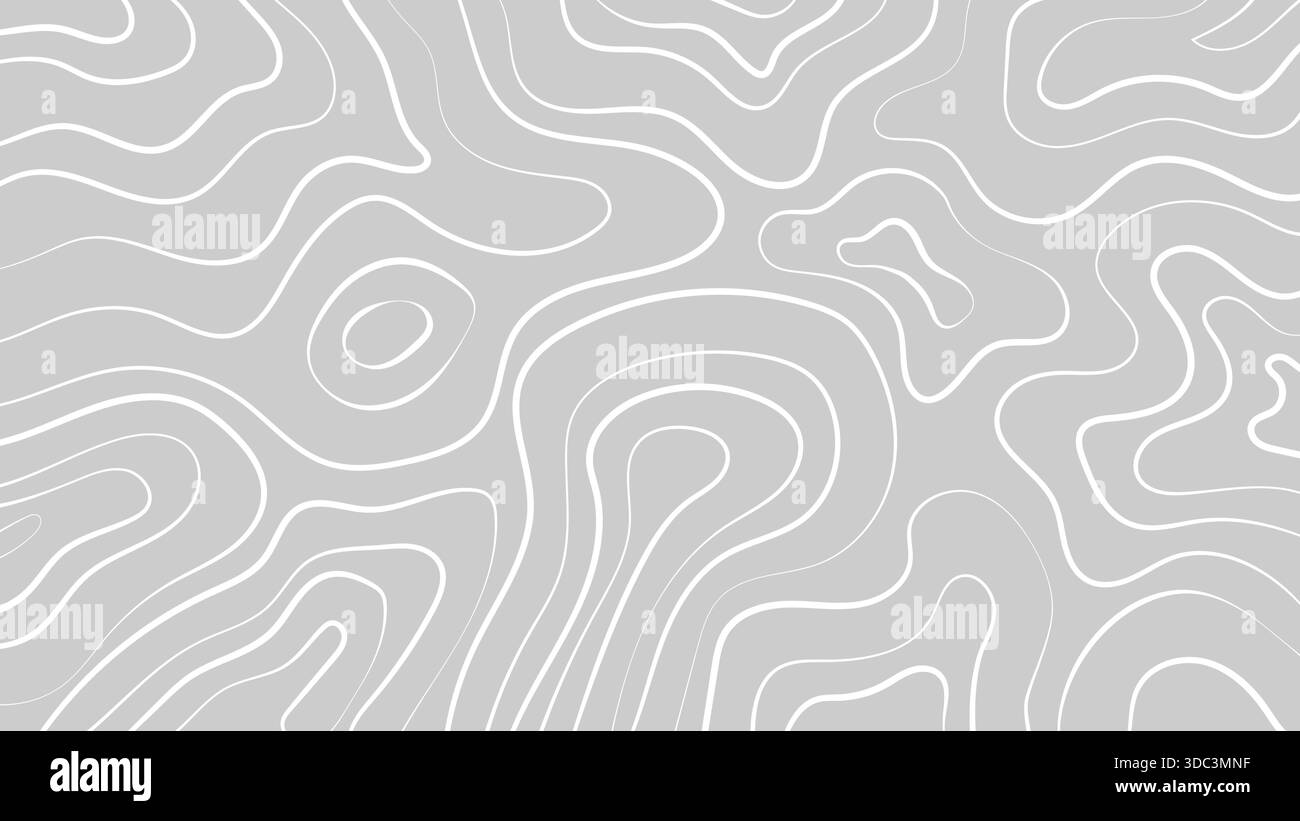 Topografico grigio in linee e contorni Schema geografico condizionale percorso terreno. Sfondo vettoriale Illustrazione Vettoriale