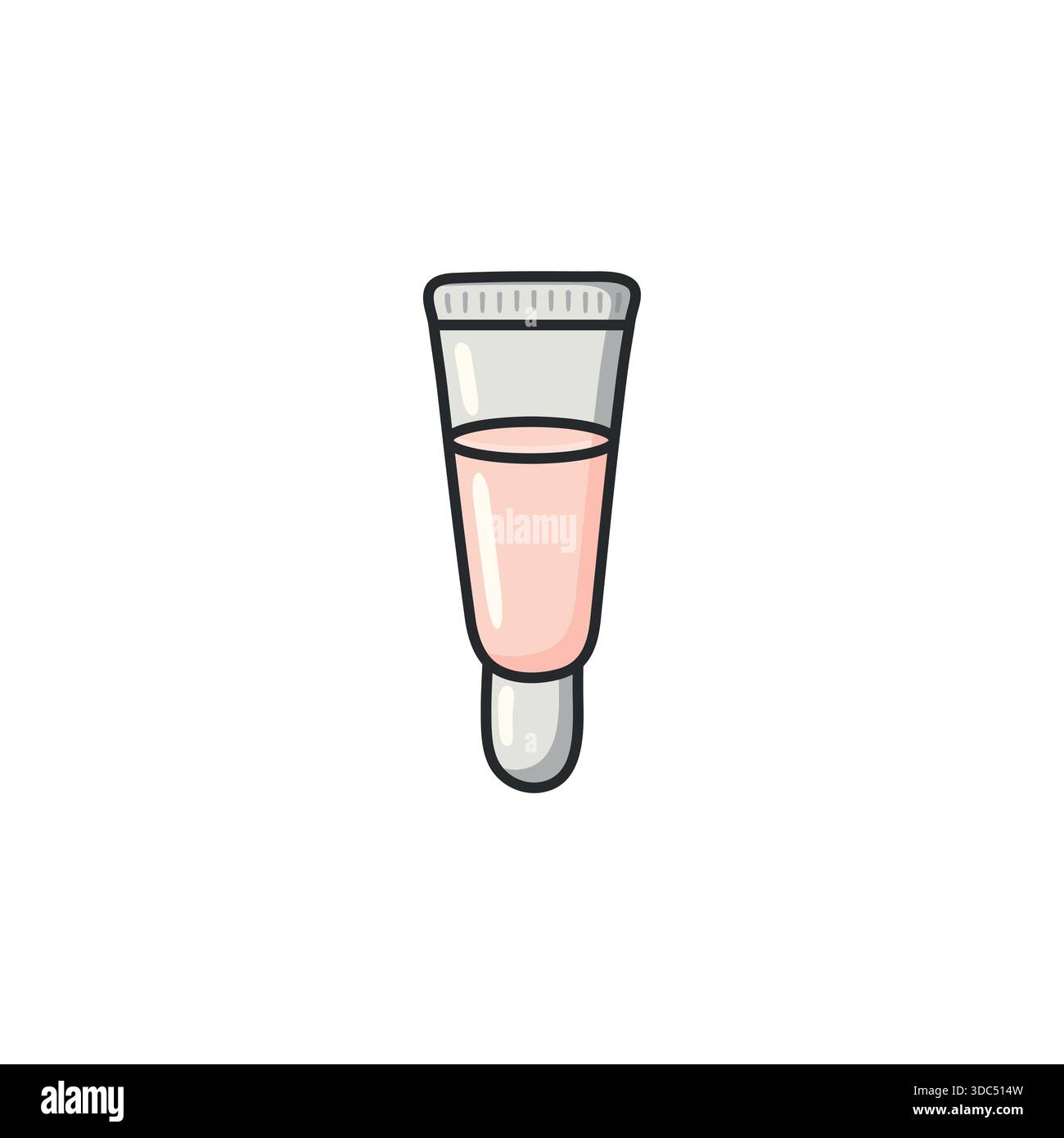 Icona vettoriale tubo morbido a doodle pastello in uno stile illustrato pulito. Simbolo tubo cosmetico flessibile per crema, gel, lozione e prodotti per la cura della pelle Illustrazione Vettoriale