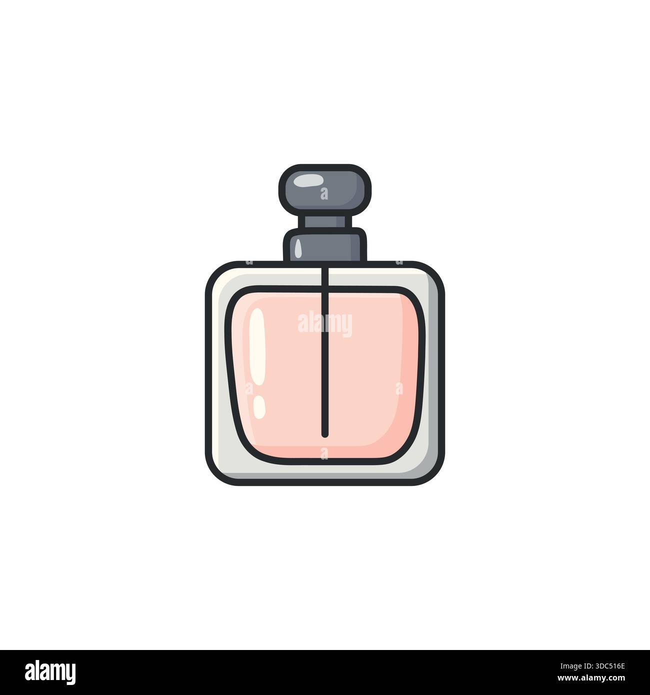 Icona vettoriale della bottiglia di profumo a doodle pastello in uno stile illustrato pulito. Profumo e bottiglia cosmetica simbolo di bellezza, moda e stile di vita Illustrazione Vettoriale