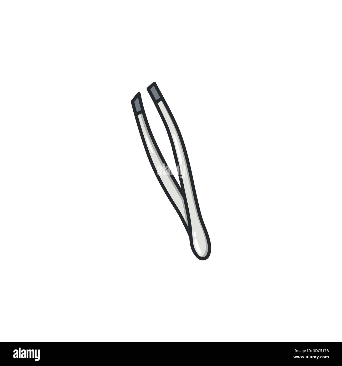 Icona vettoriale delle pinzette a doodle pastello in uno stile illustrato pulito. Simbolo dello strumento di bellezza e cura del corpo per i progetti di cura della pelle, trucco, igiene e cura del corpo Illustrazione Vettoriale