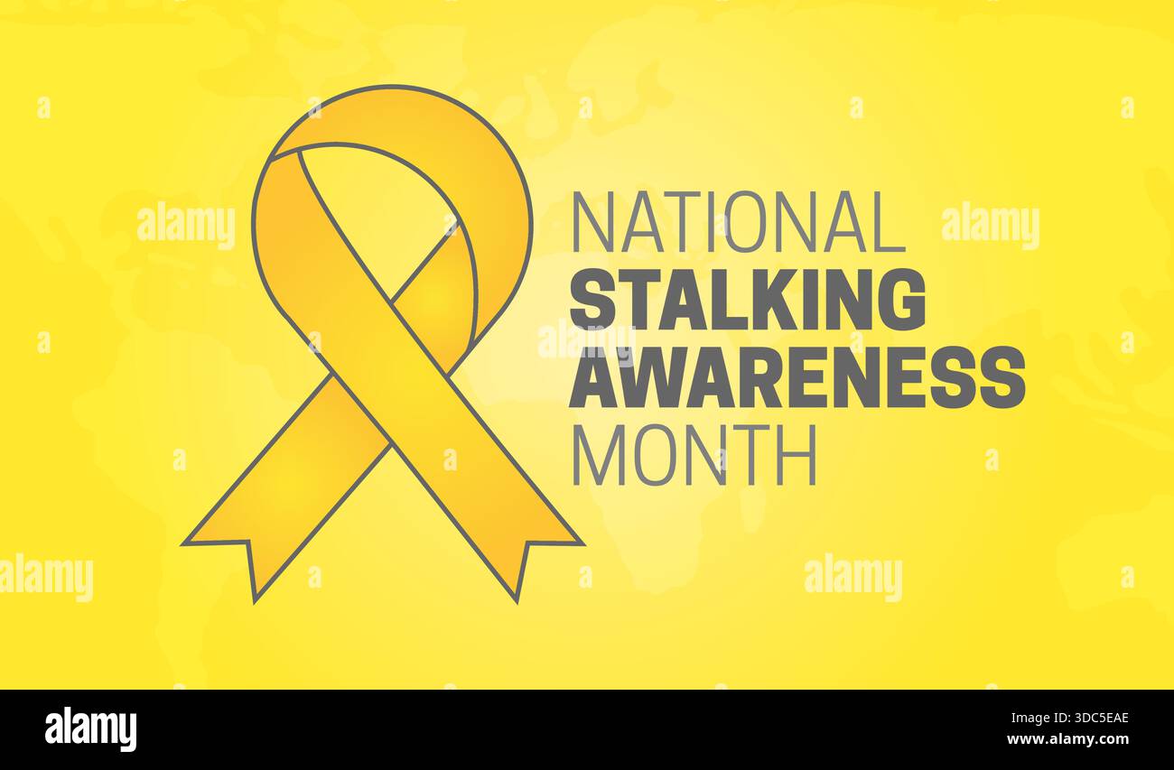 Illustrazione di sfondo del mese nazionale di sensibilizzazione sullo stalking Illustrazione Vettoriale