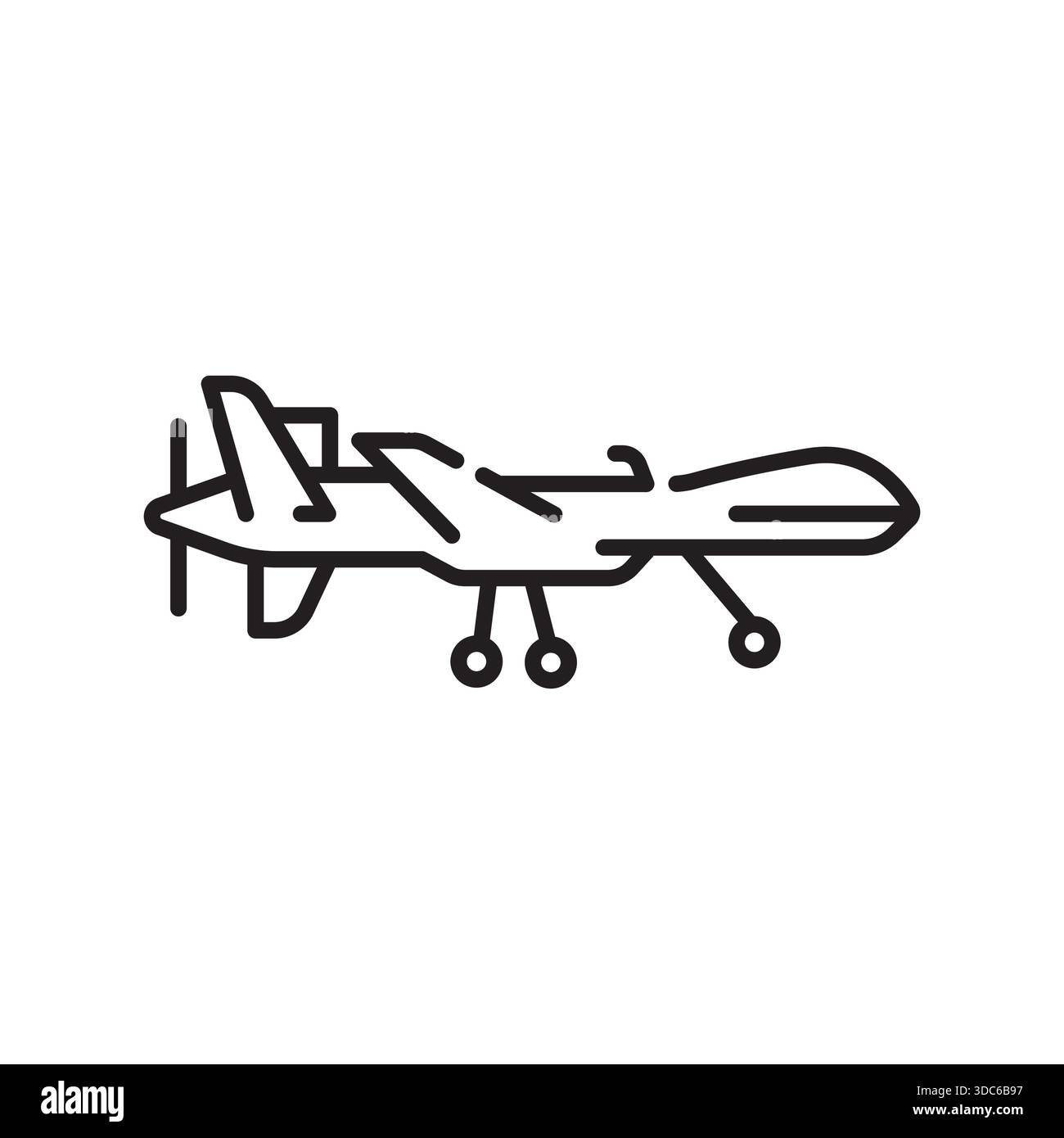 icona della linea nera del veicolo aereo senza equipaggio. Elemento isolato vettoriale.tratto modificabile Illustrazione Vettoriale