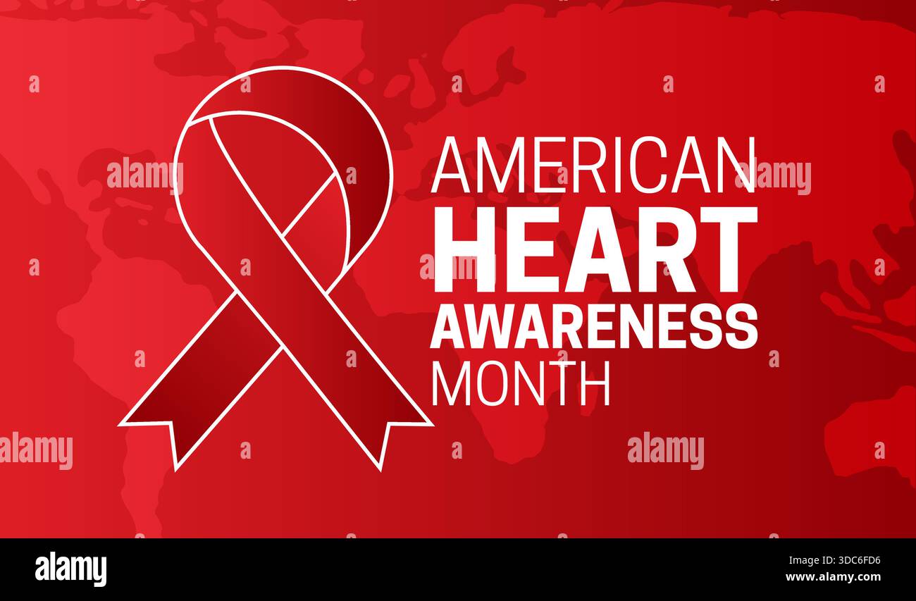 American Heart Awareness Month background Illustration Banner Illustrazione Vettoriale