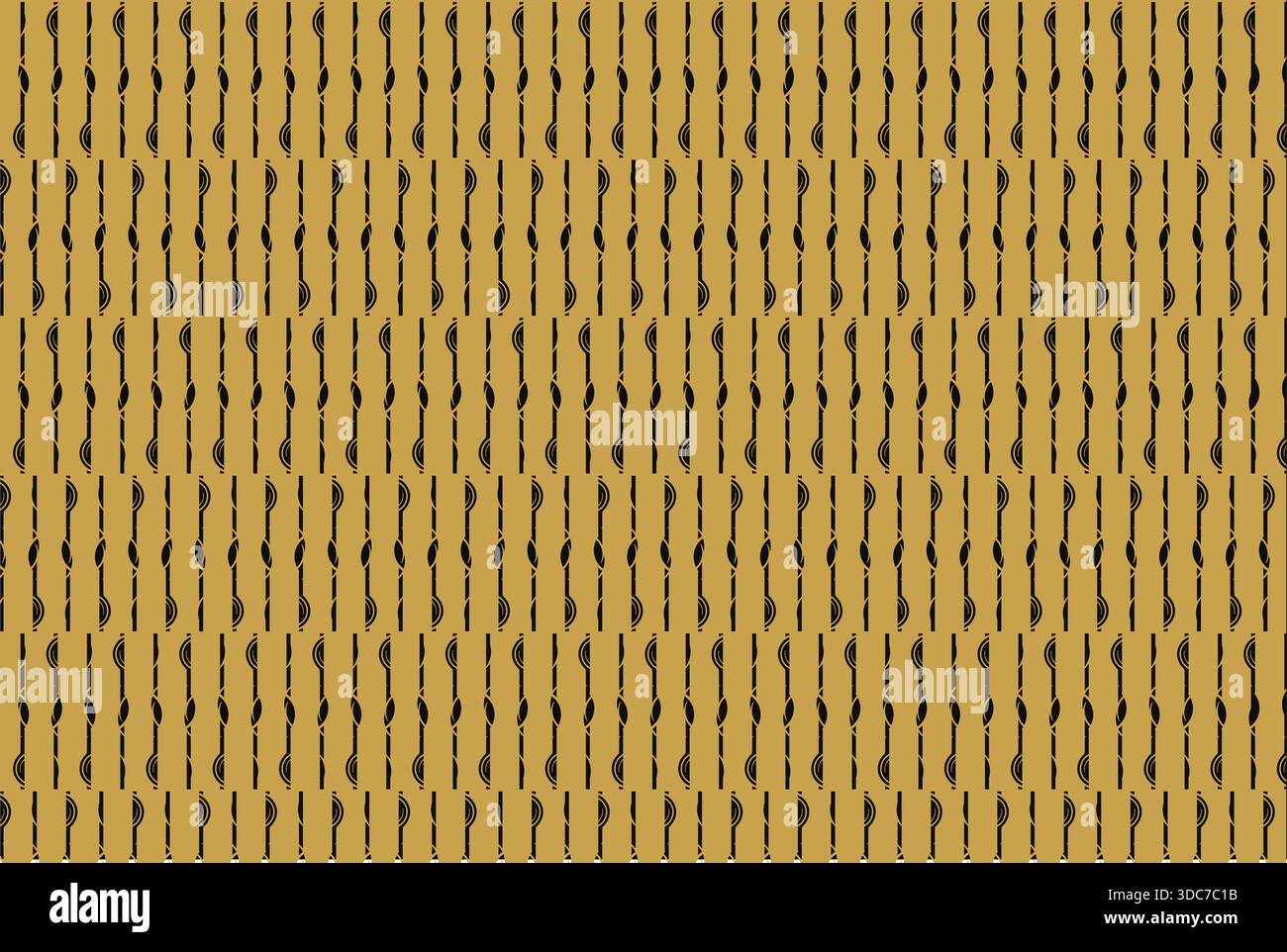 Questo lussuoso motivo vettoriale senza cuciture presenta strisce verticali alternate in nero opaco intenso e oro metallizzato. Le strisce d'oro sono adornate Illustrazione Vettoriale