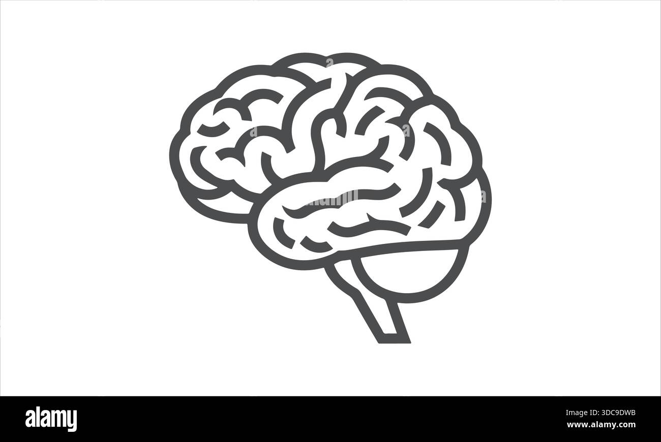 Icona del cervello umano Vector – simbolo neuroscientifico dell'intelligenza mentale Illustrazione Vettoriale