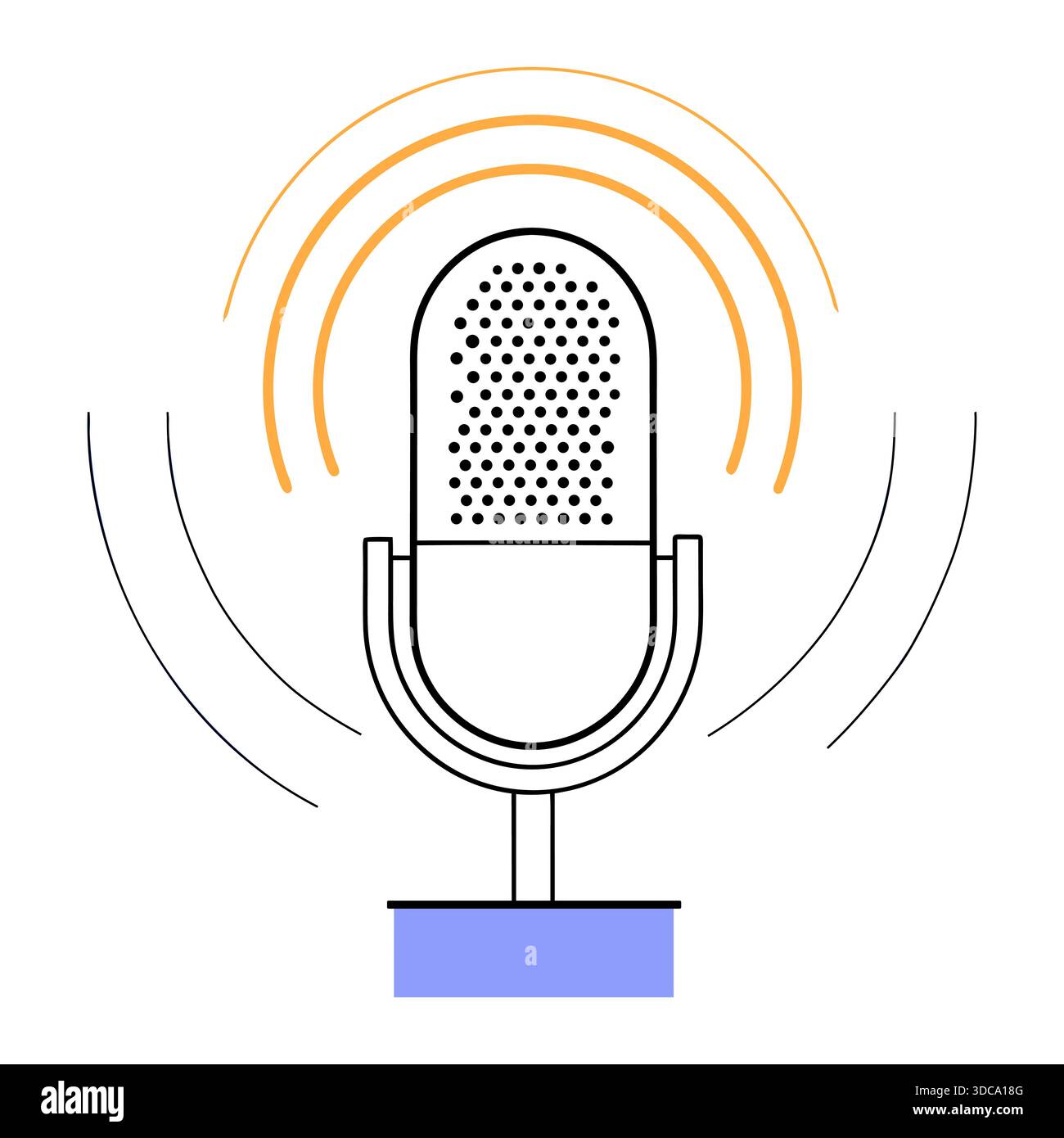 Illustrazione del microfono stilizzato con onde sonore Illustrazione Vettoriale