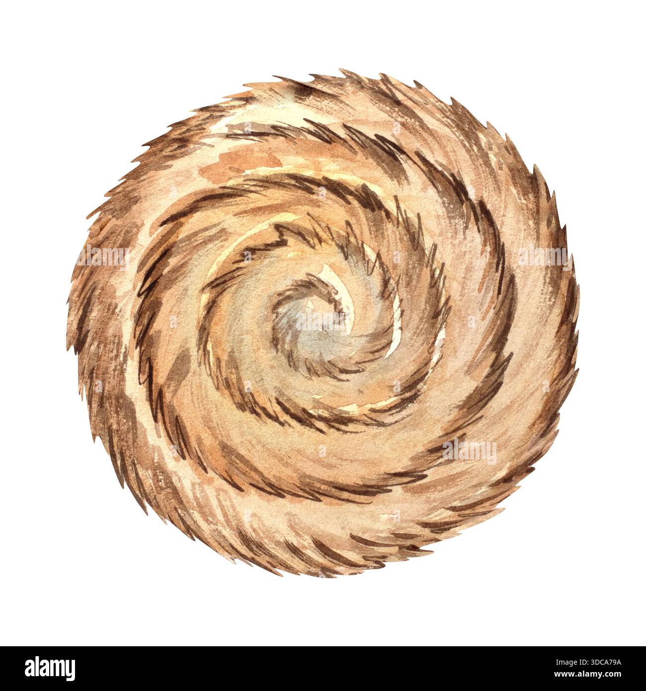 Illustrazione in acquerello di tre balle di fieno di fattoria, ideale per progetti agricoli, decorazioni rurali, materiali per bambini, imballaggi, progetti di stampa. Dolore alle mani Foto Stock