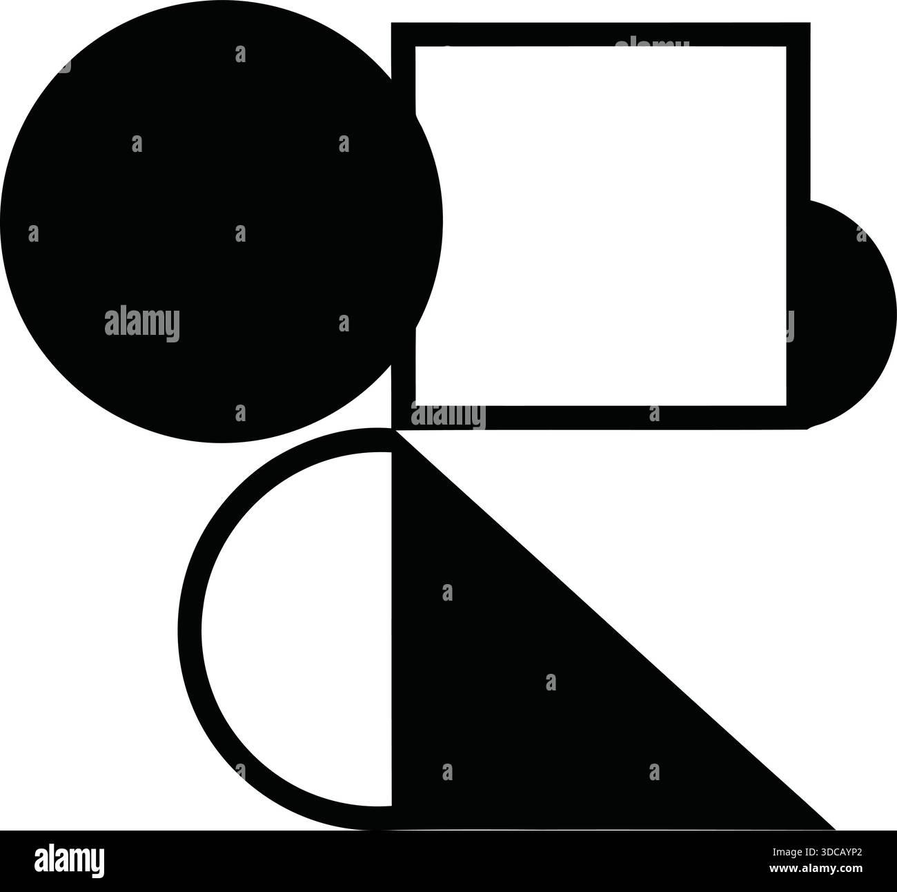 Composizione forma geometrica astratta - elemento grafico minimalista in bianco e nero Illustrazione Vettoriale