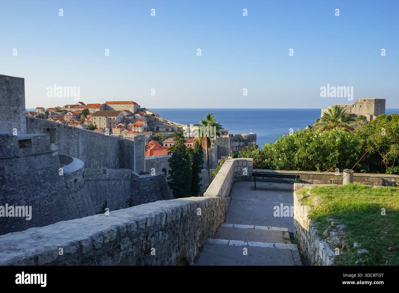 Mura esterne occidentali di Dubrovnik, Croazia Foto Stock