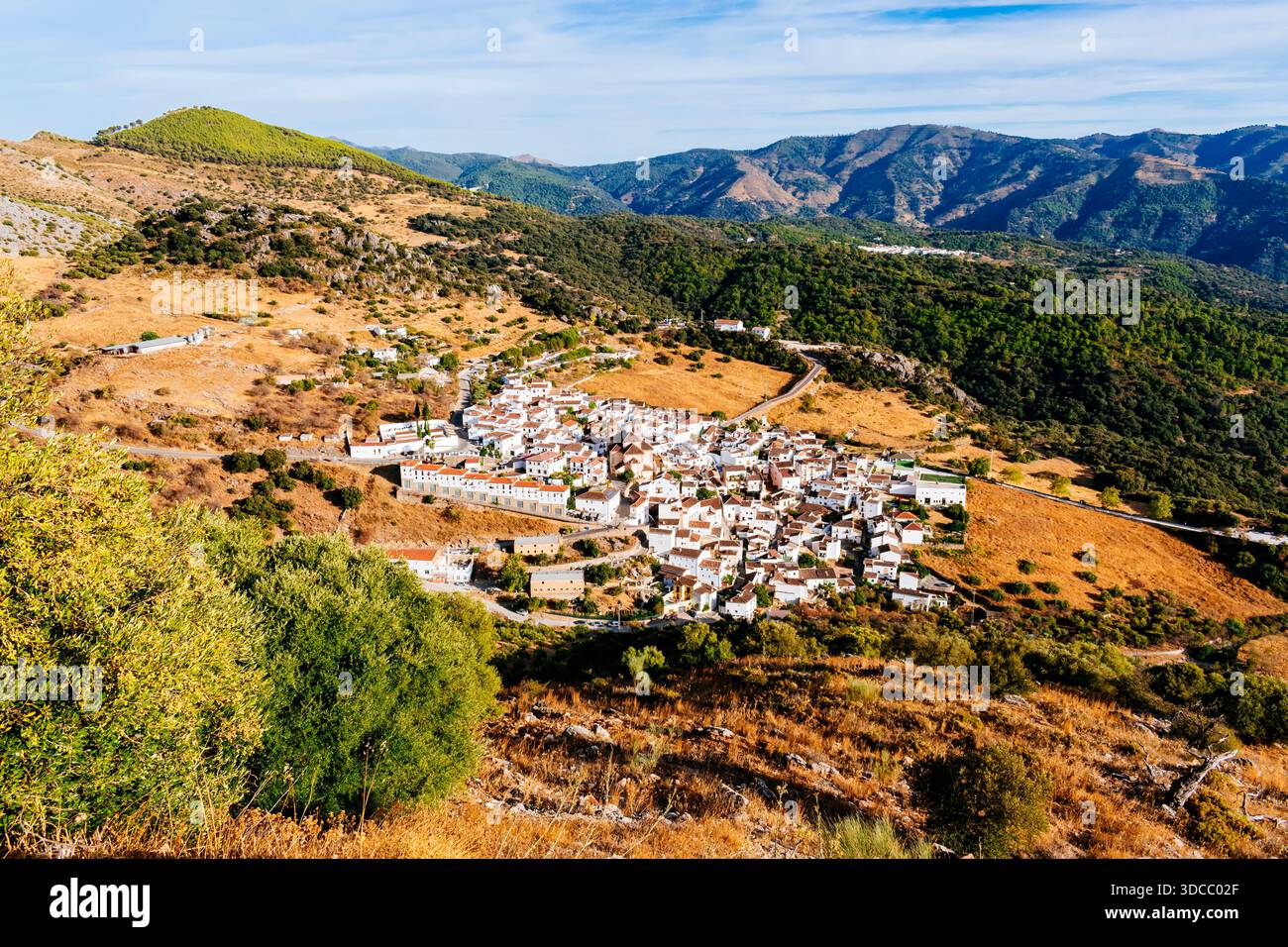 Alpandeire è un villaggio bianco spagnolo situato nella zona di Ronda. Alpandeire, Sierra de Ronda, Málaga, Andalucía, Spagna, Europa Foto Stock