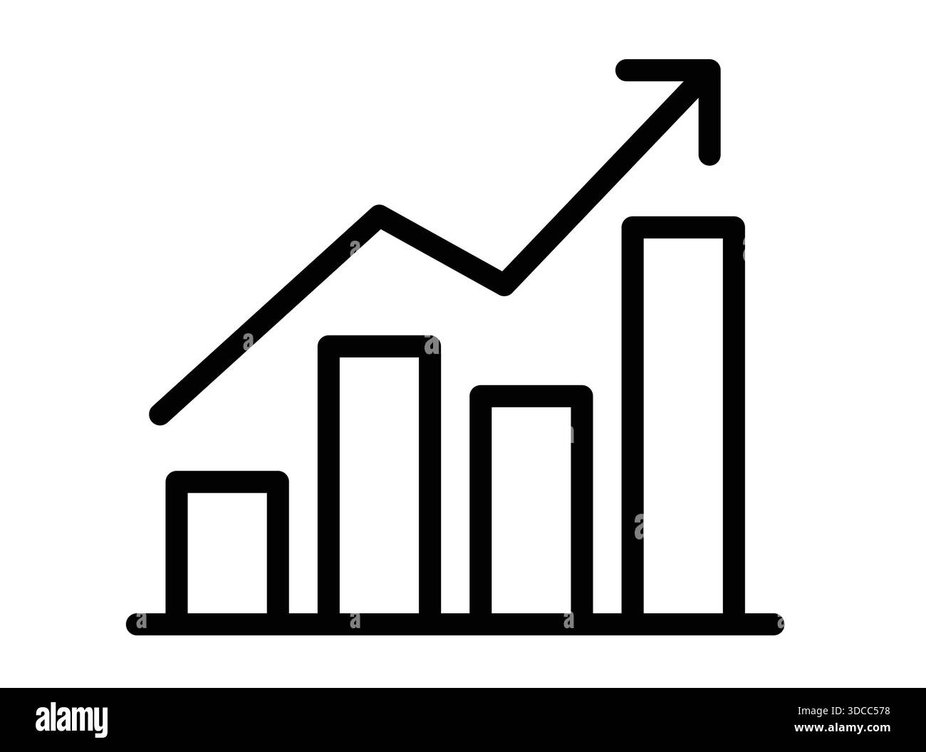 Un'illustrazione pulita e minimalista di un grafico a linee che mostra una crescita verso l'alto. Ideale per la finanza, le presentazioni aziendali e l'analisi statistica. Illustrazione Vettoriale