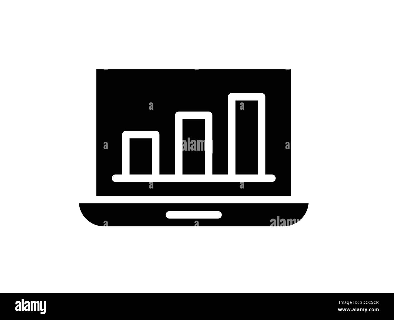 Un elegante notebook che visualizza un grafico a barre per rappresentare i trend di crescita finanziaria, ideale per presentazioni aziendali e report relativi a investimenti e ana Illustrazione Vettoriale
