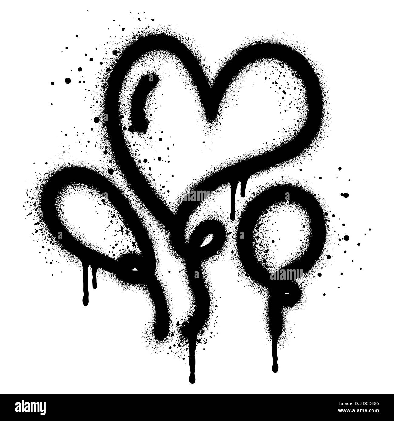 palloncino per graffiti spruzzato in nero su bianco. Illustrazione Vettoriale